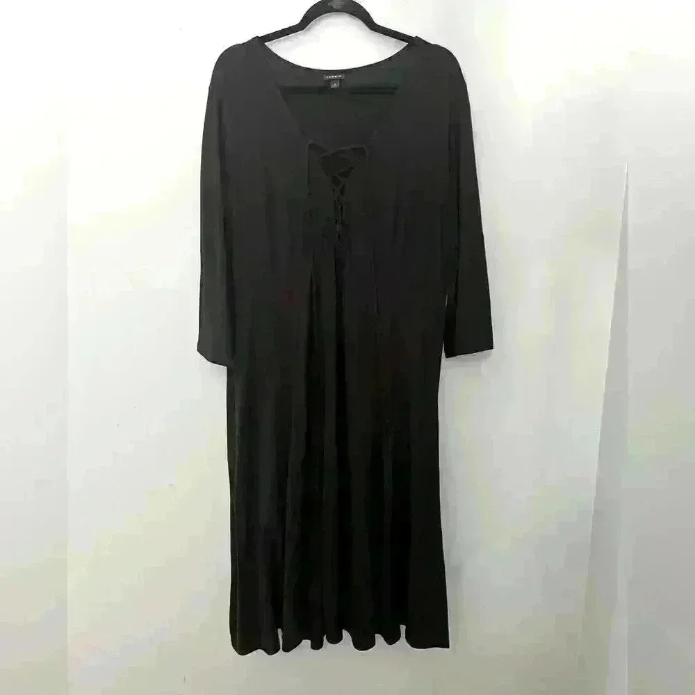 Torrid 3/4 Sleeve Black Lace-Up Dress Size 3 - Picture 1 of 6